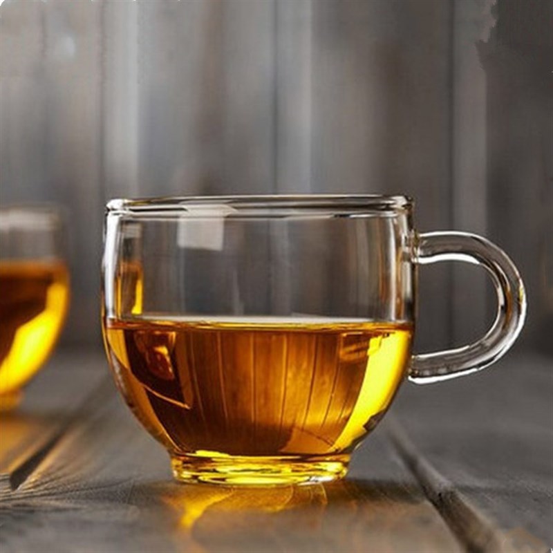 现货透明玻璃品茗杯 带把玻璃小茶杯功夫茶具品茶杯 高硼硅玻璃带