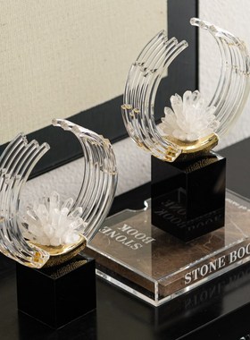 轻奢风天然水晶晶石艺术装饰摆件高档客厅酒柜橱窗电视柜茶几摆饰