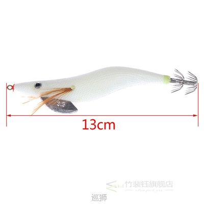 1 Piece Luminous Squid Jigs 13cm 20g White Glow Wood Shrimp