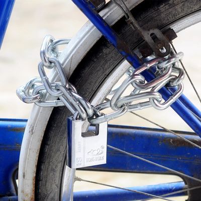 直销玻璃门小号铁链锁p链条挂锁自行车超细连锁链子锁防盗锁防剪