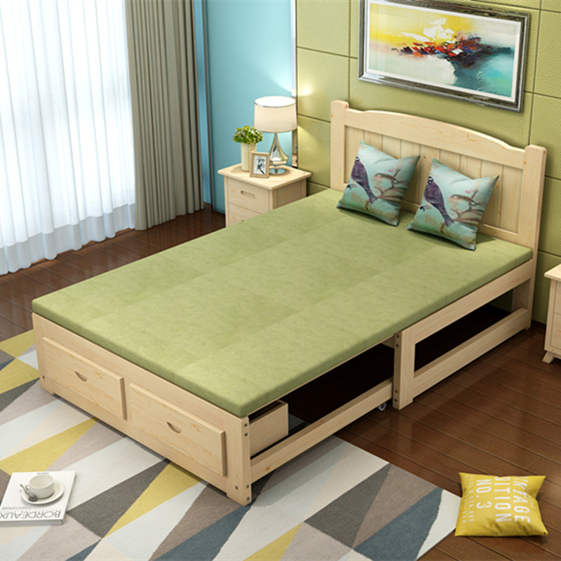 小户型沙发床 伸缩床 抽拉床 推拉两用客厅储物沙发床 实木可伸缩
