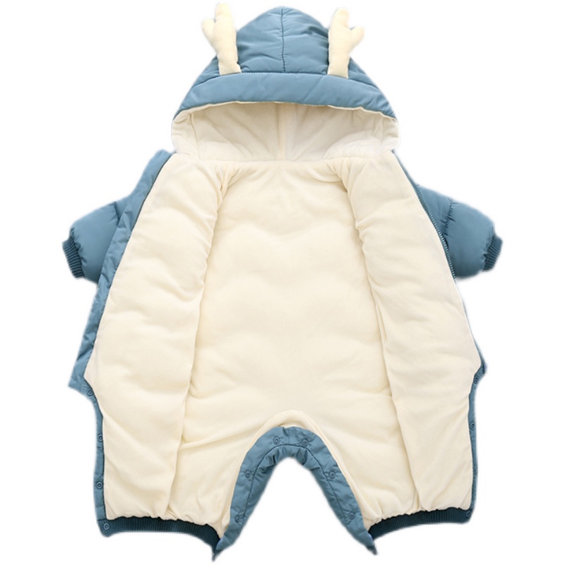 新生婴儿冬季外出抱衣冬天加厚衣服羽绒棉服小宝宝保暖连帽连体衣