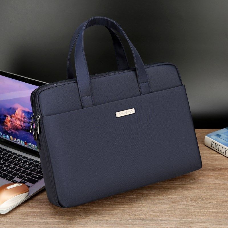 男士手提包横款全牛津布男包文件大容量斜挎电脑包商务帆布公文包