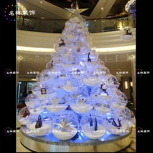 名样酒店商场圣诞树亚克力圣诞树灯光造创L意亚克力圆球灯光艺术