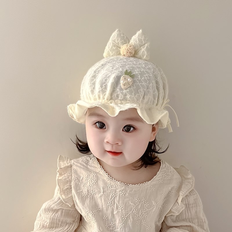 新款婴儿遮阳帽秋季薄q款女太阳帽春秋新生儿宝宝帽子公主婴幼儿