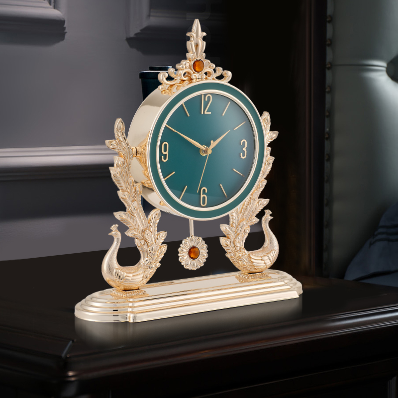 2022新款客厅座钟台式桌面摆件时钟欧式静音时尚装饰钟表法式坐钟