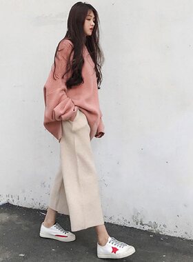 孕妇秋冬毛衣套装托腹阔腿裤长袖卫衣两件套针织衫连衣裙孕期上衣