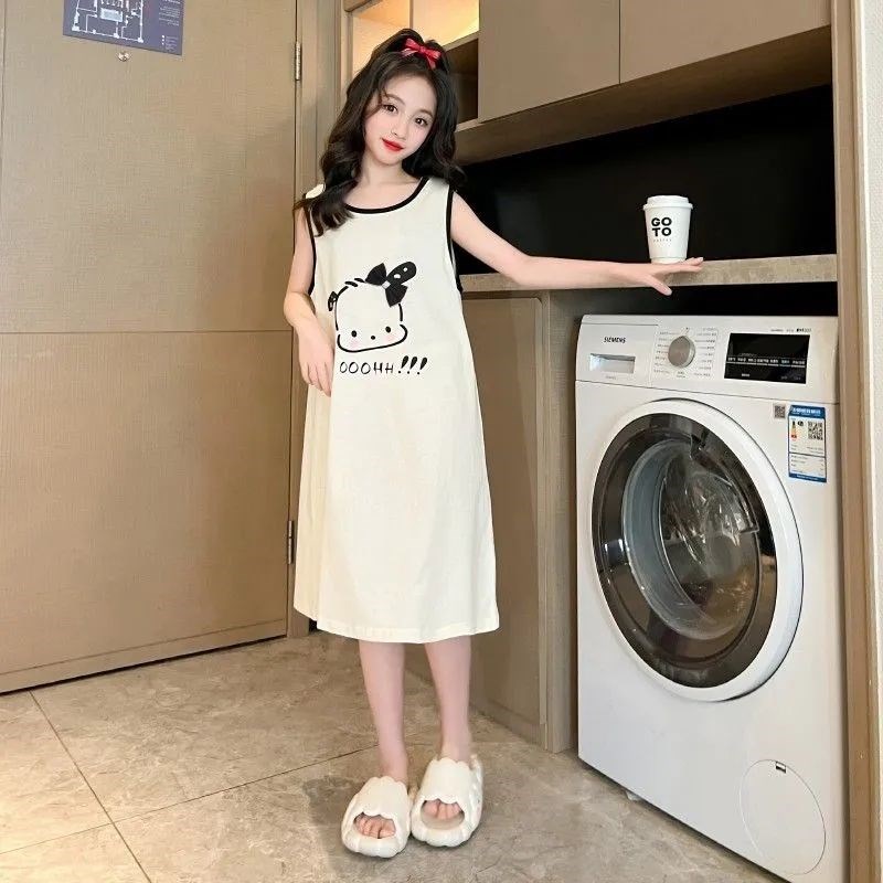 女童睡裙夏季新款冰丝背心儿童睡裙女孩睡裙夏天外穿儿童睡衣裙子