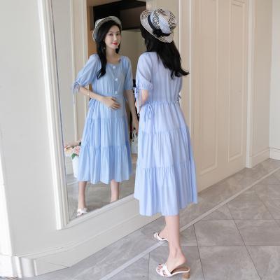 孕妇夏装连衣裙孕妇裙孕晚期丝光棉绸夏季凉快洋气孕妇装夏天裙子