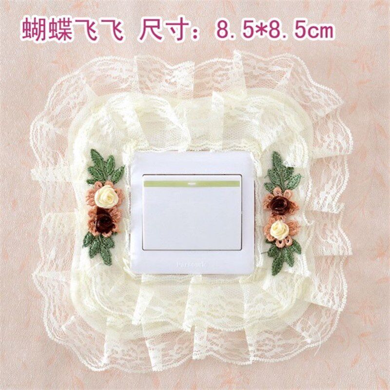 开关贴套子开关布艺蕾丝开关保护套开关板装饰插板套开新款