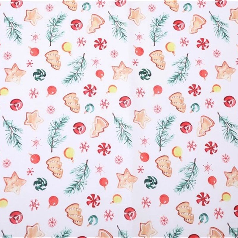 圣诞花型纯棉数码印花2p060巴坯 手工DIY家居布料靠枕书衣圣诞主