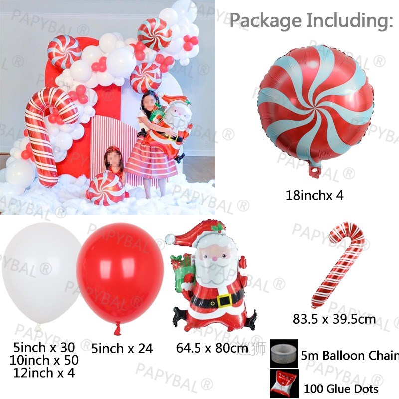 1set Merry Christmas Background Balloons Arch Garland Kit Xm