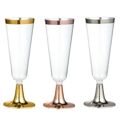 6pcs/Set Disposable Plastic Red Wine Glass Champagne Flute C