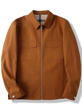 线下千元级!气度不凡!春秋新品男士商务休闲翻领压胶夹克外套潮