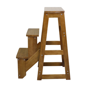 实木北欧风三层梯凳加高折叠梯家用爬梯花架换鞋 凳梯椅多功能梯子