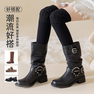 过膝袜女长筒袜秋冬款白色护膝大腿袜子冬天防滑堆堆长袜搭配靴子