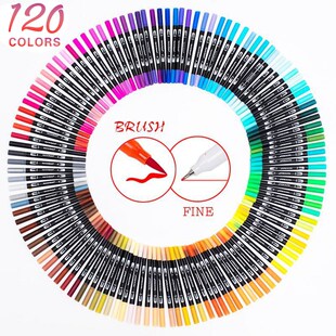 Color 120 Art Dual Marker Brush Fine and Tip Pens