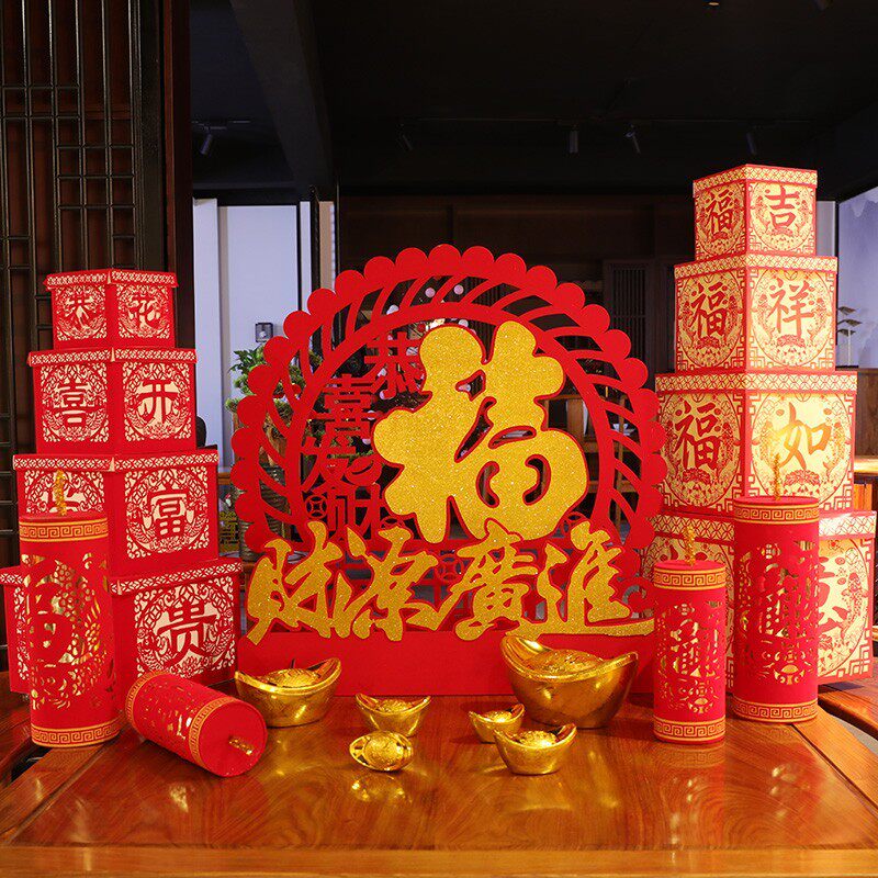 现货2022虎年新年坐炮摆件商场酒店大堂年会堆头装饰用品春节布置