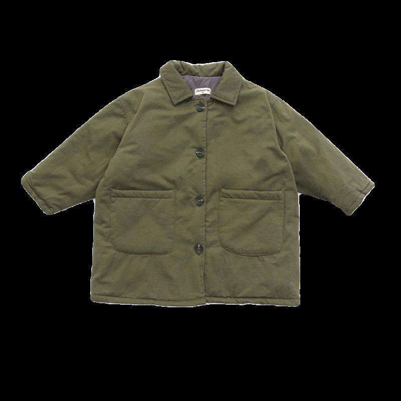 男宝宝冬季中长款棉衣男童韩版休闲棉服中小童加厚保暖棉风衣棉袄