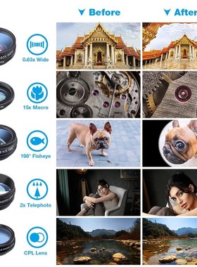 APEXEL 10 in 1 Mobile Phone Lens Kit Fisheye Wide Angle Tele