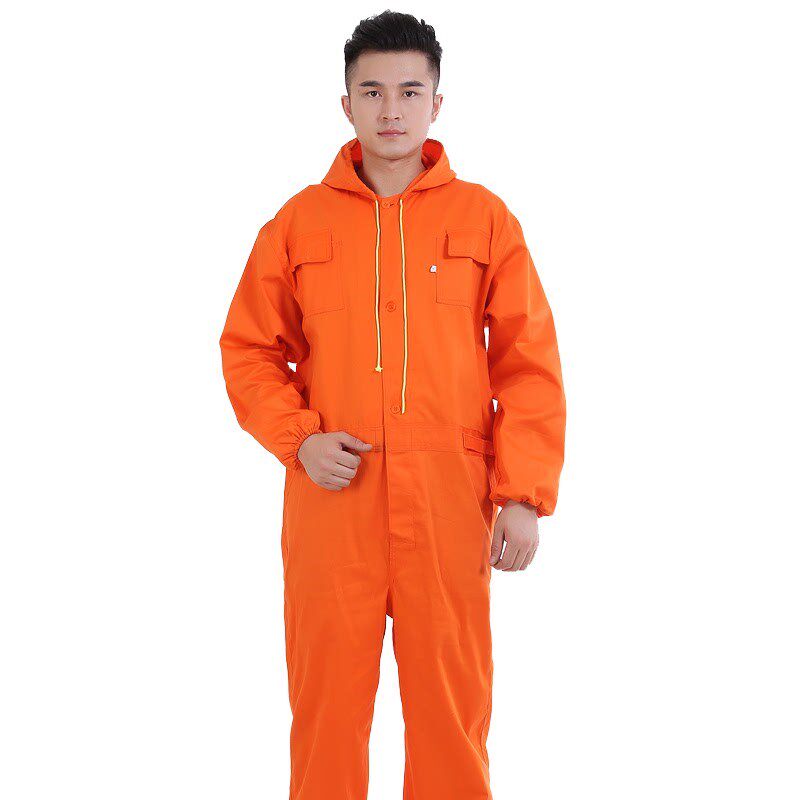 长袖连体工作服男汽修劳保服工厂车间防尘带帽工装搬运工程服新款