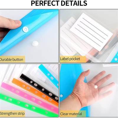 新品A4 Size Plastic File Folders Wallets Colorful Document F