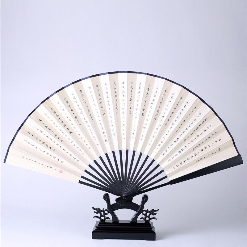 杭州扇子风丝绸绢扇8寸古风折扇男夏季工X艺礼品扇收藏