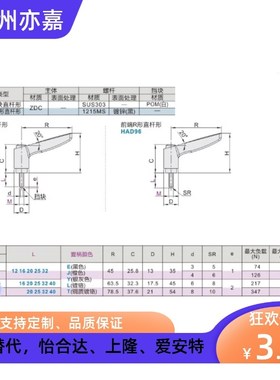 手柄 HAD91/96-M5/M6/M8/M10-L12/L16/L20/L25/L32/L40-E/J/Y/L/T