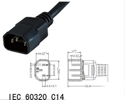 IEC 320 C14 To C15 PDU UPS Male To Female Power Cord Extens