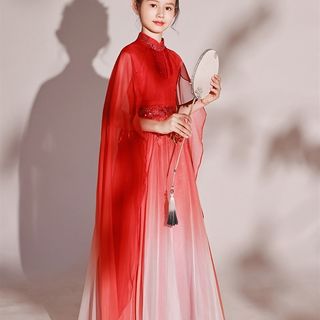 急速发货儿童礼服高端女童弹古筝演出服中国风主持人民乐演奏艺考