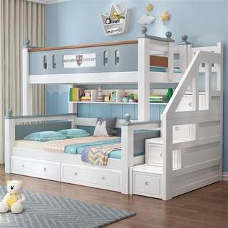 橡胶木上下床全实木双层床现代多功能儿童床宿舍上下铺高低子母床