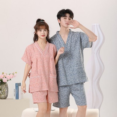 汗蒸服女2024新款洋u气情侣亲子装男大码桑拿浴服按摩睡衣