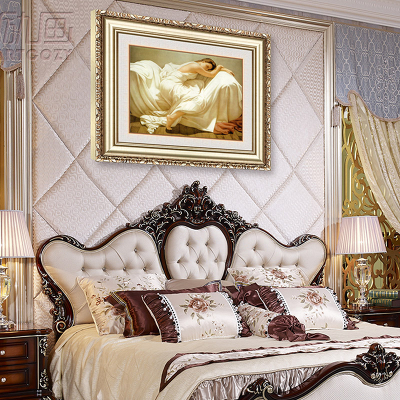 极速现代装饰画卧室牀头挂画欧式美式简约背景人物单幅酒店壁画墙图片