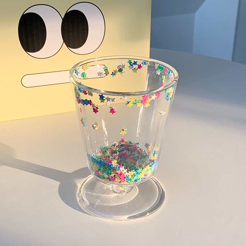 Korean Double Layer Love Quicksand Glass Cup Cute Girl Heart