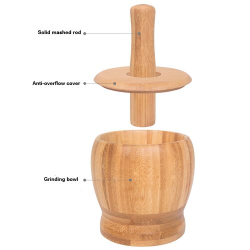 1PC Multifunction Garlic Press Wood Mortar and Pestle Set Ma