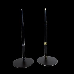 桌面签字笔刻字定制LOGO签约仪式笔带线商务金属黑色固定台笔