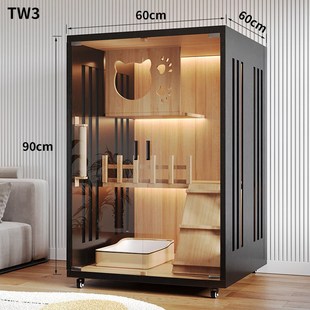 Y1猫别b墅家用豪华超大自由空间猫笼子室内猫屋猫咪房子实木猫柜