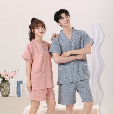汗蒸服女2024新款洋气情侣亲子装男M大码桑拿浴服按摩睡衣