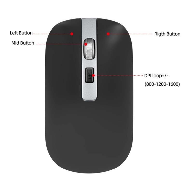 Wireless Bluetooth Mouse 2.4G Dual Mode Silent Mouse 4 Key 1