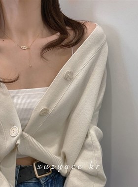 韩国猪鼻子抽拉i项链女小众设计感气质简约锁骨链2021年新款颈链