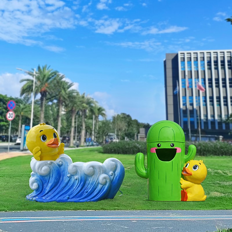 卡通动物垃圾桶雕塑公园椅幼儿A园林景区商场玻璃钢果皮箱分类摆