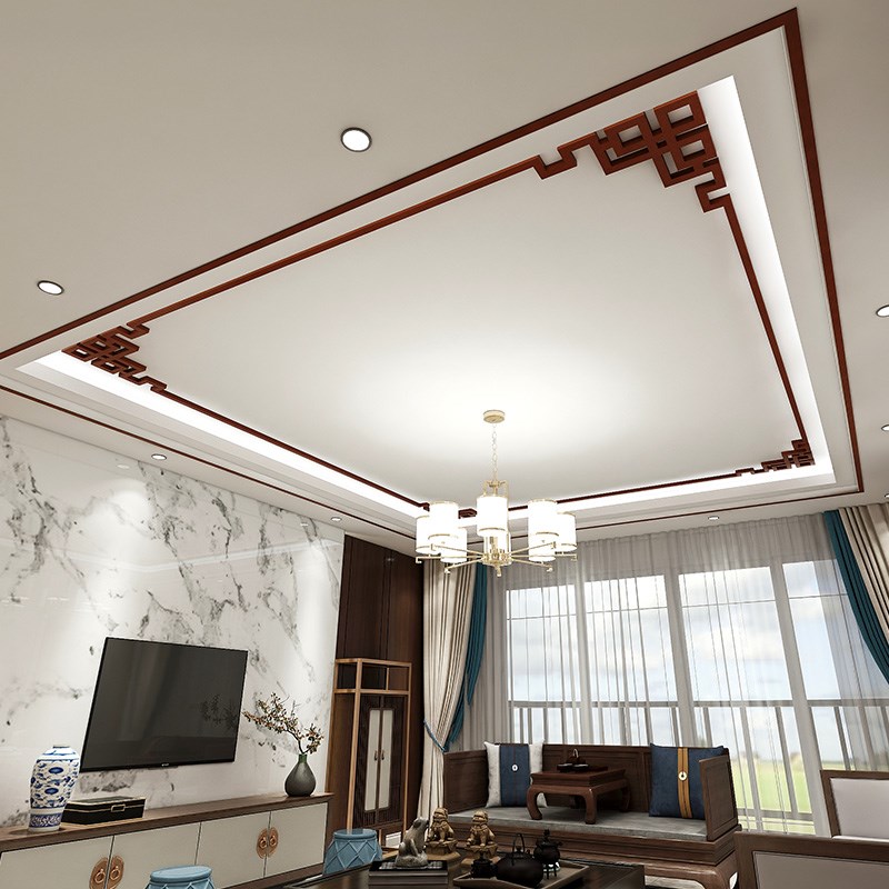 新中式吊顶角花客厅天花板实木顶角线条电视背景墙边框装饰贴边条