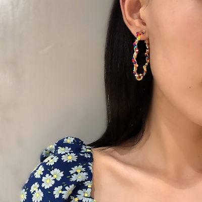 推荐Exaggerated Big Circle Earrings women's fashion ins Bohe