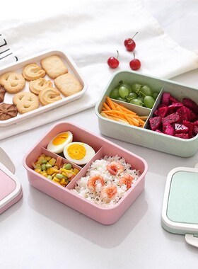 Portable Lunch Box Wheat Straw Picnic Microwave Bento Food S