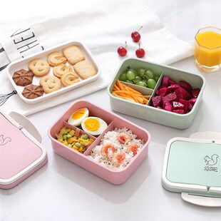 Portable Picnic Food Straw Bento Wheat Box Lunch Microwave