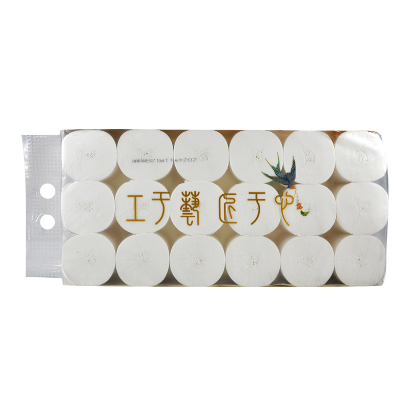 悠雅卫生纸国潮系列5层加厚原生木浆无芯实惠装18卷厕.纸1提包邮