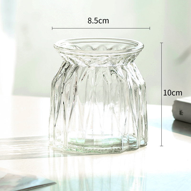欧式玻璃瓶透明玻璃花瓶宽口矮款薄荷绿萝水培植物花盆圆水养小号