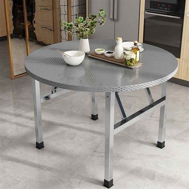 304不锈钢折i叠桌圆桌转盘饭店大排档流水席摆摊家用吃饭圆形餐桌,住宅家具,大理石餐桌,淘宝优惠券,粉丝福利购,淘宝优惠卷