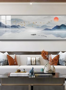 新中式客厅装饰画办公室水墨江山图山水壁画高档沙发背景墙挂画