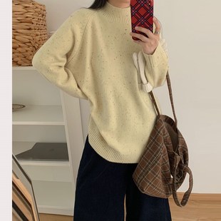孕妇高质量糖果色针织衫女秋冬小个子立领套头毛衣内搭打底衫上衣